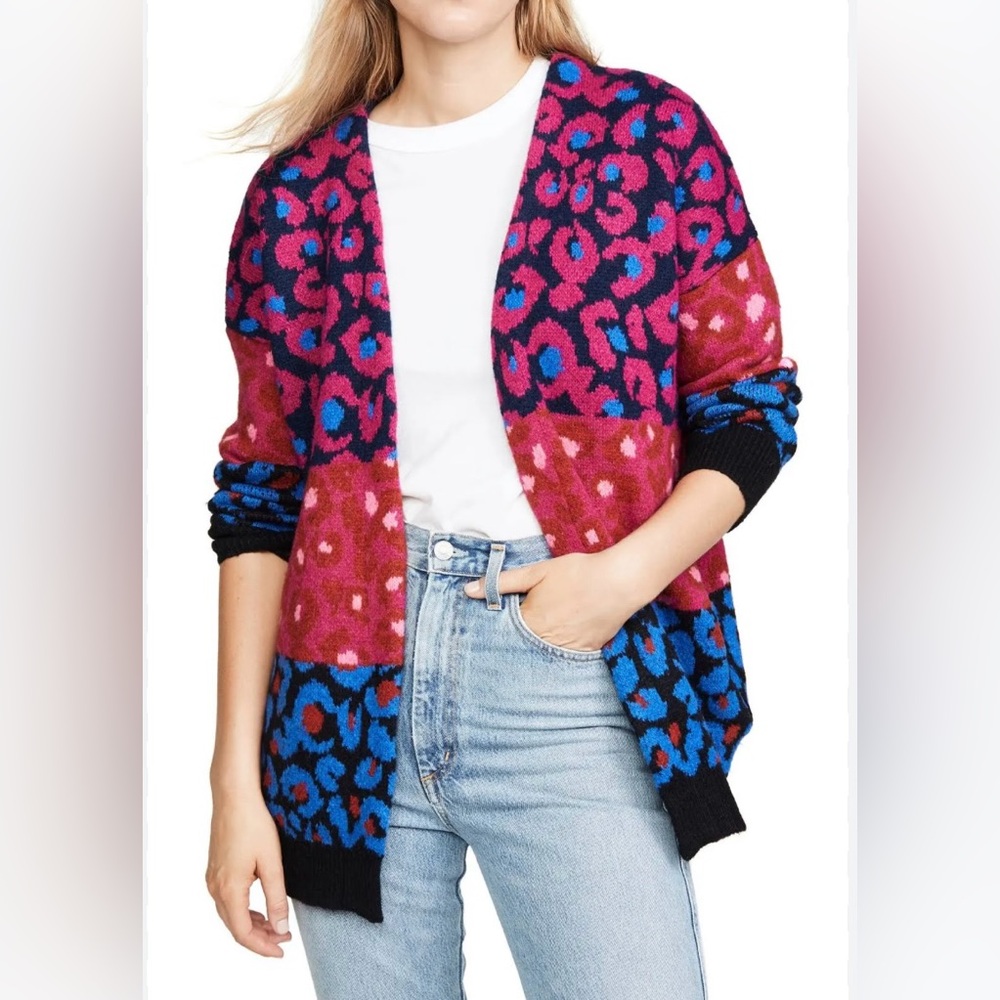 Farm Rio Women’s Mixed Leopard Cardigan Sweater Mixed Leopard Small Multicolor - Picture 1 of 15